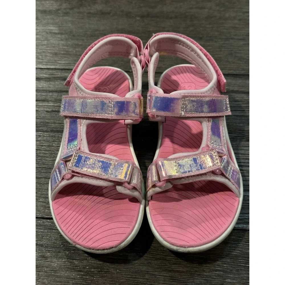 Cat And Jack girls pink sporty strappy sandals sz 12 outdoor summer play outdoor